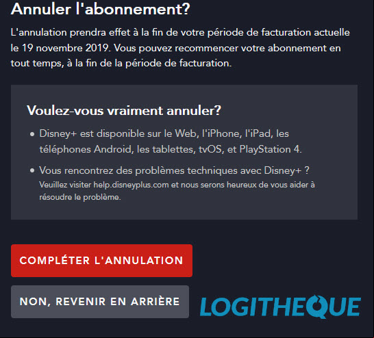 Annuler abonnement disneyPlus
